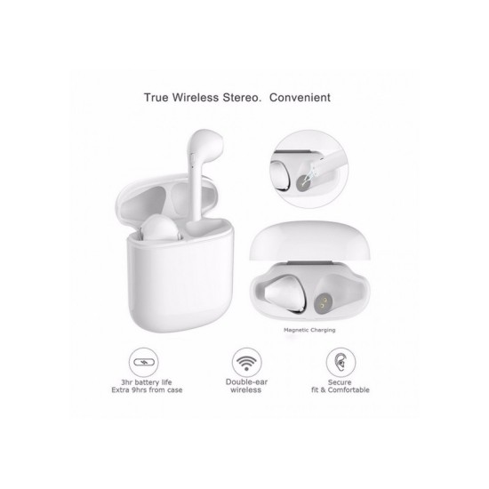 TREQA ΑΣΥΡΜΑΤΑ ΑΚΟΥΣΤΙΚΑ BLUETOOTH EARPHONE BT-TWS WHITE BT-18