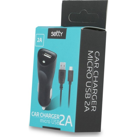 Setty Φορτιστής Αυτοκινήτου USB car charger 2A & Micro USB Cable 2A με Θύρες: 1xUSB μαζί με Καλώδιο micro-USB