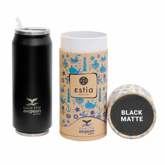 Estia Coffee Cup Save The Aegean Ποτήρι Θερμός με Καλαμάκι Midnight Black 500ml Estia Coffee Cup Save The Aegean Ποτήρι Θερμός με Καλαμάκι Midnight Black 500ml