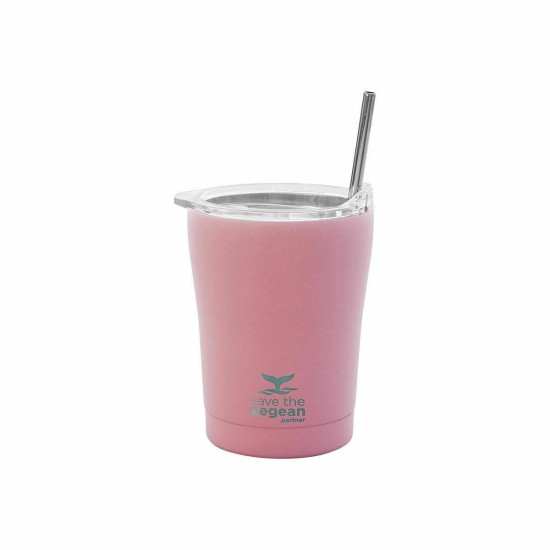 Estia Coffee Mug Save The Aegean Ποτήρι Θερμός με Καλαμάκι Blossom Rose 350ml