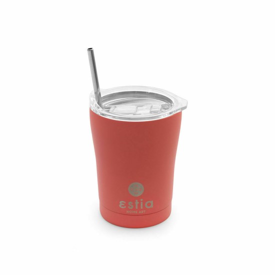 Estia Coffee Mug Save The Aegean Ποτήρι Θερμός με Καλαμάκι Fusion Coral 350ml