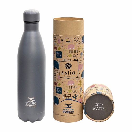 Estia Travel Flask Save Aegean Μπουκάλι Θερμός Grey matte 500ml Estia Travel Flask Save Aegean Μπουκάλι Θερμός Grey matte 500ml