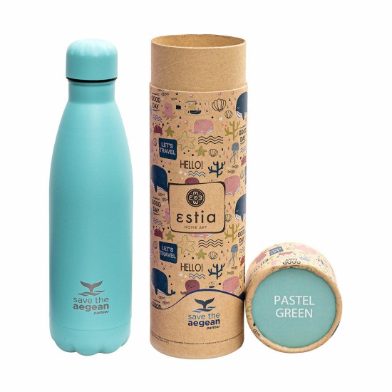Estia Travel Flask Save Aegean Μπουκάλι Θερμός Green Pastel 500ml Estia Travel Flask Save Aegean Μπουκάλι Θερμός Green Pastel 500ml