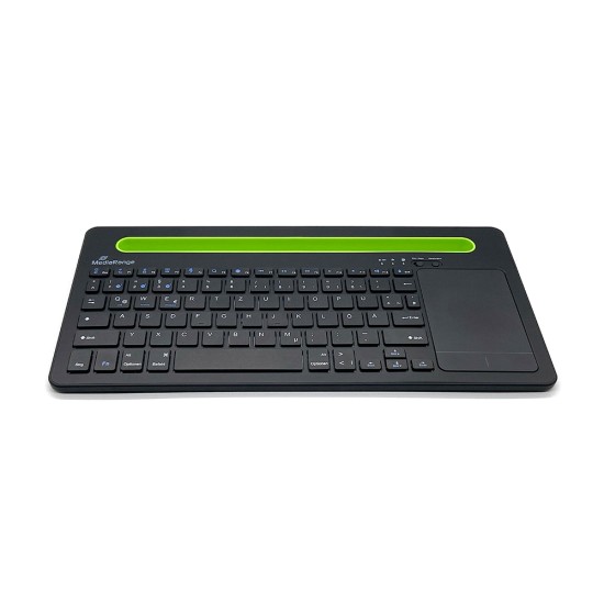 MediaRange Rechargeable Wireless Multi Device Bluetooth Keyboard with 78 keys, touchpad & Tablet slot (Black) (MROS131-GR)