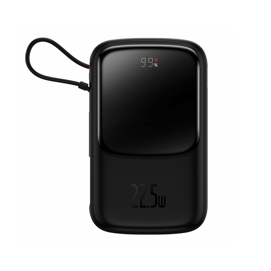 Baseus Qpow Power Bank 10000mAh 22.5W με Θύρα USB-A και Θύρα USB-C Power Delivery / Quick Charge 3.0 Μαύρο (PPQD020101) (BASPPQD020101)