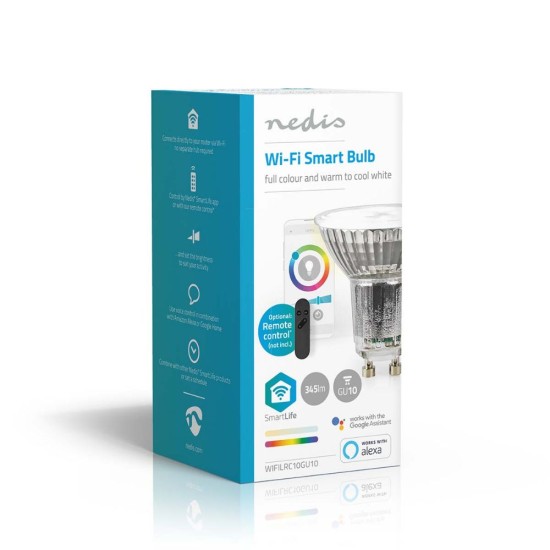 Nedis Smart Λάμπα LED για Ντουί GU10 και Σχήμα PAR16 RGBW 345lm Dimmable (WIFILRC10GU10) (NEDWIFILRC10GU10)
