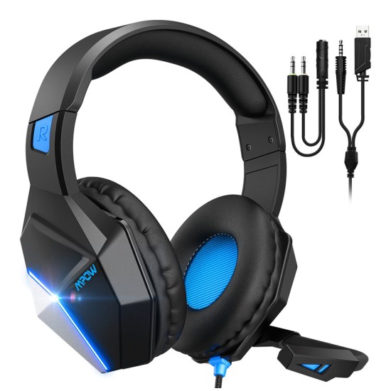 MPOW gaming headset EG10 BH414A LED, multiplatform, 3.5mm, μαύρο-μπλε MPOW gaming headset EG10 BH414A LED, multiplatform, 3.5mm, μαύρο-μπλε