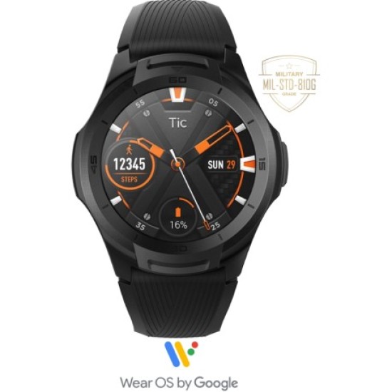 Ticwatch S2 Smartwatch Midnight Black, Google Wear Smartwatch, Εγγύηση Αντιπροσωπείας