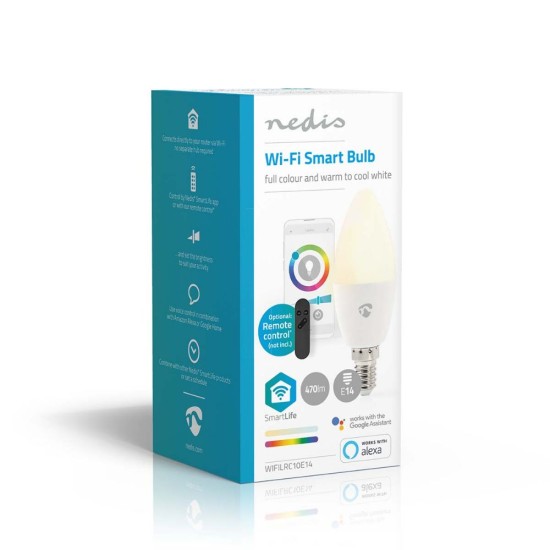 Nedis Smart Λάμπα LED για Ντουί E14 RGBW 470lm Dimmable (WIFILRC10E14) (NEDWIFILRC10E14)