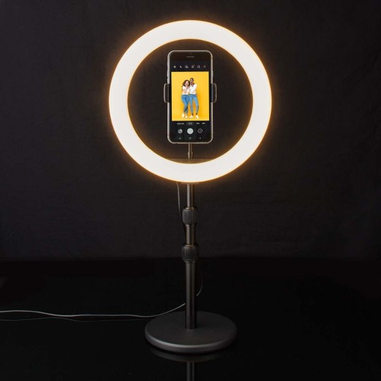 Nedis Ring Light 26cm 2700-6700K με Επιτραπέζια Βάση Στήριξης και Βάση για Κινητό (RLSTND200BK) (NEDRLSTND200BK)