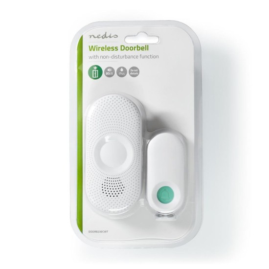 Nedis Wireless Doorbell Set Mains Powered Volume 80 dB Grey / White (DOORB230CWT) (NEDDOORB230CWT)