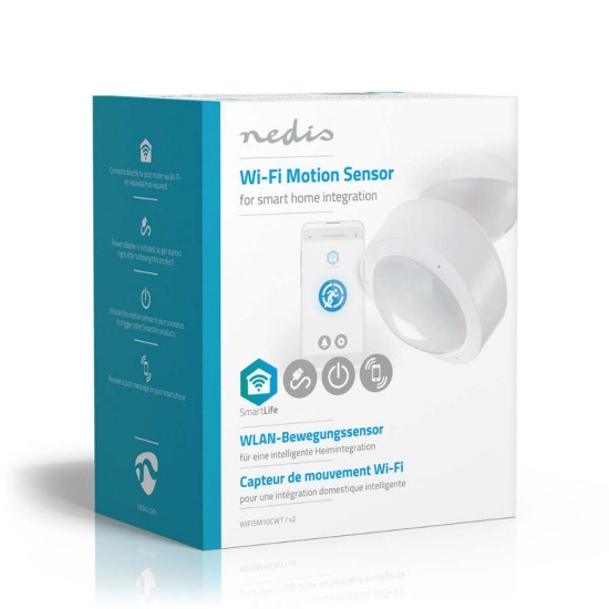 Nedis WiFi Αισθητήρας Κίνησης Μπαταρίας με Εμβέλεια 10m Smart σε Λευκό Χρώμα (WIFISM10CWT) (NEDWIFISM10CWT)