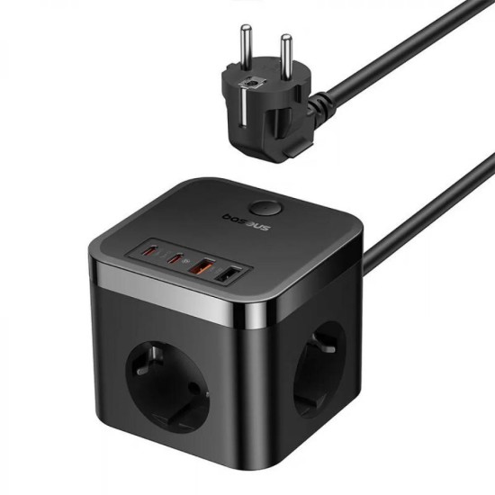 Baseus Wall charger PowerCombo 3AC+2U+2C 30W, 1.5m (black) (E00066400117-00) (BASE00066400117-00)