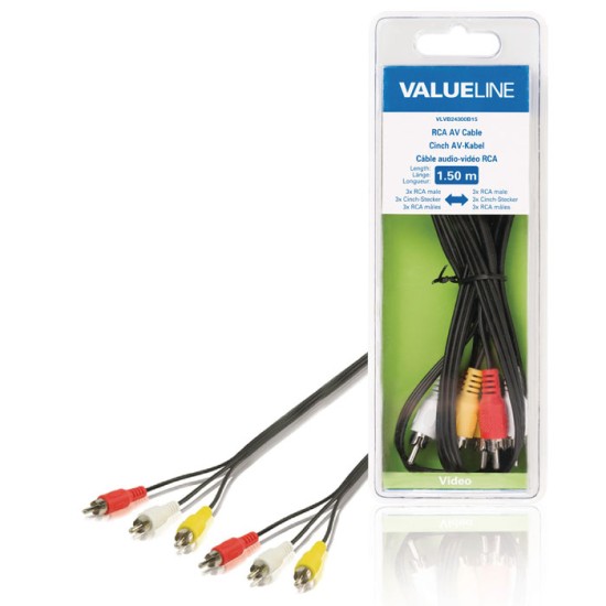 VLVB 24300B 1.50 cable 3x RCA male - 3x RCA male