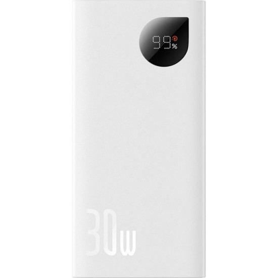 Baseus Adaman2 Power Bank 10000mAh 30W με 2 Θύρες USB-A και Θύρα USB-C Power Delivery / Quick Charge 3.0 Λευκό (PPAD040002) (BASPPAD040002)