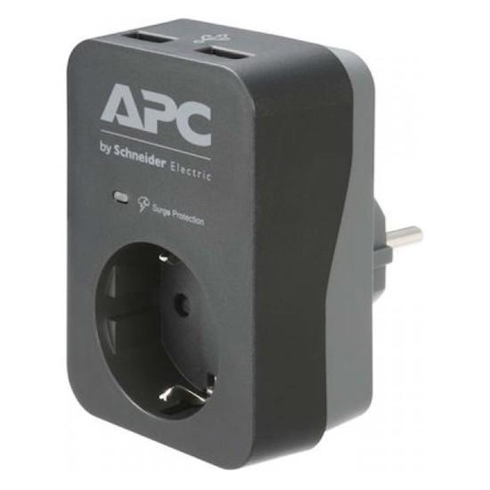 APC Essential SurgeArrest Πρίζα Ασφαλείας 1 Θέσης + 2 USB Black (PME1WU2B-GR) (APCPME1WU2B-GR)