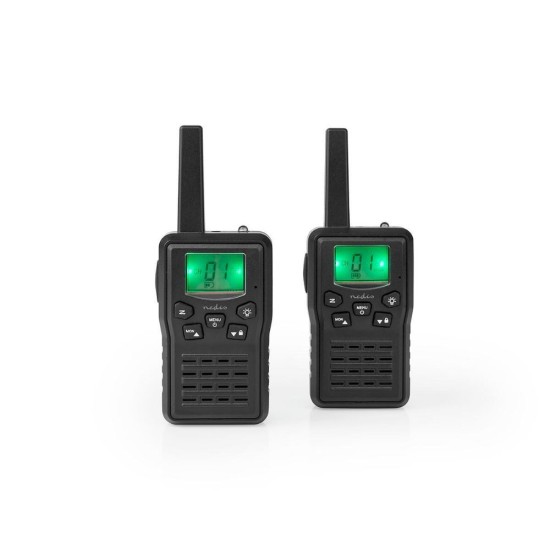 Nedis Walkie-Talkie Ασύρματος Πομποδέκτης PMR με Μονόχρωμη Οθόνη Σετ 2τμχ (WLTK1010BK) (NEDWLTK1010BK)
