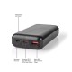 Nedis Power Bank 20000mAh 18W με Θύρα USB-A και Θύρα USB-C Power Delivery Μαύρο (UPBKPD20000BK) (NEDUPBKPD20000BK)