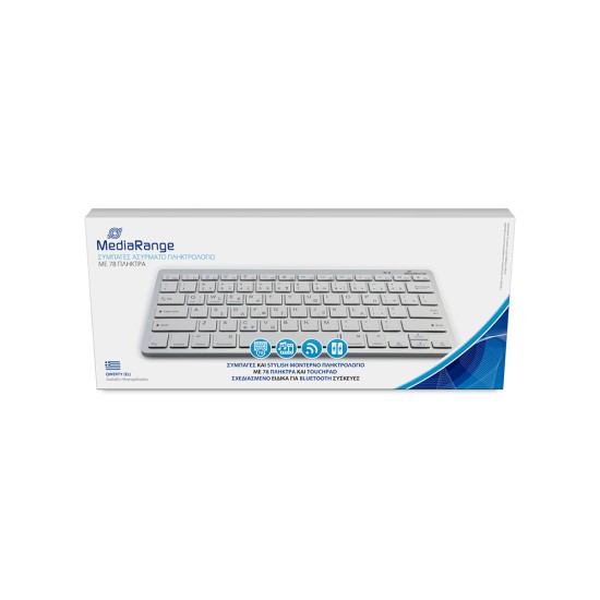 MediaRange Compact-sized Bluetooth 5.0 keyboard with 78 ultraflat keys Silver (MROS132-GR)