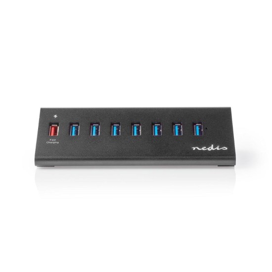 Nedis USB 3.0 Hub 8 Θυρών με σύνδεση USB-A & Θύρα Φόρτισης και Εξωτερική Παροχή Ρεύματος (UHUBUP3810BK) (NEDUHUBUP3810BK)