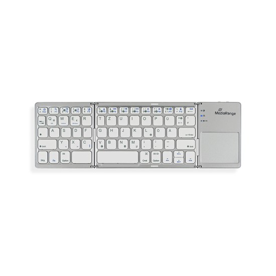 MediaRange Fordable and Rechargeable Bluetooth keyboard 64 keys with touchpad Silver (MROS133-GR)