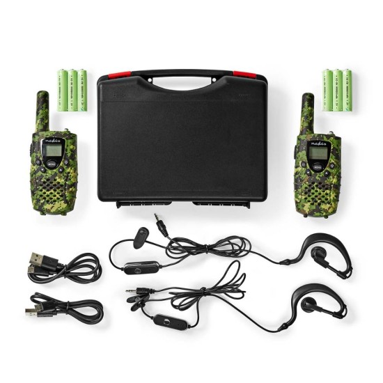 Nedis Walkie Talkie με Μονόχρωμη Οθόνη Σετ 2τμχ Camo Green (WLTK0810BK) (NEDWLTK0810BK)