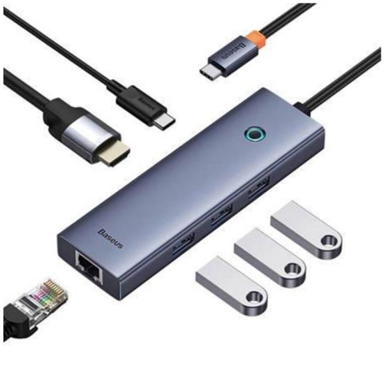 Baseus Ultrajoy 6 in 1 USB-C Docking Station με HDMI 4K PD Ethernet Γκρι (B00052807813-00) (BASB00052807813-00)