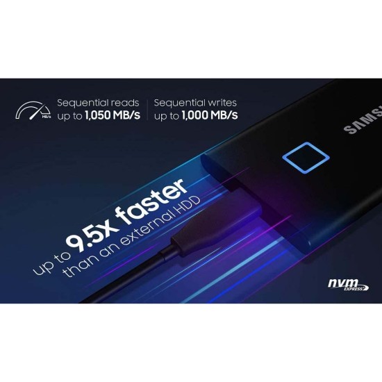 Samsung Portable SSD T7 Touch USB 3.2 1TB Black (MU-PC1T0K/WW) (SAMMUPC1T0KWW)
