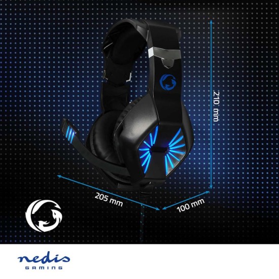 Nedis Over Ear Gaming Headset με σύνδεση 2x3.5mm / USB (GHST250BK) (NEDGHST250BK)