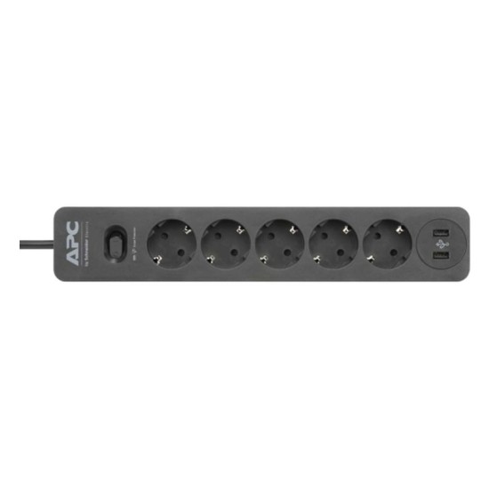 APC Essential SurgeArrest 5 Outlet + USB-A Black 230V (PME5U2B-GR) (APCPME5U2B-GR)