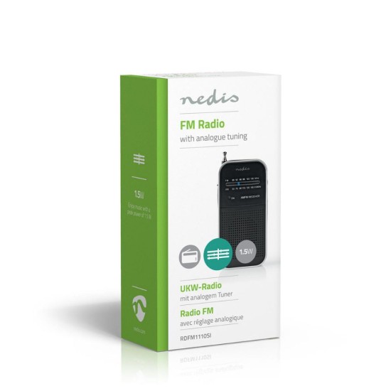 Nedis Ραδιοφωνάκι Μπαταρίας Ασημί Silver/Black (RDFM1110SI) (NEDRDFM1110SI)