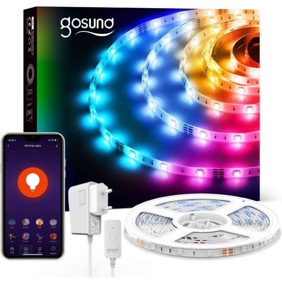 Gosund NiteBird SL2 Ταινία LED Τροφοδοσίας 12V RGB Μήκους 5m και 30 LED ανά Μέτρο με Τροφοδοτικό Τύπου SMD5050 (SL2) (GOSSL2)