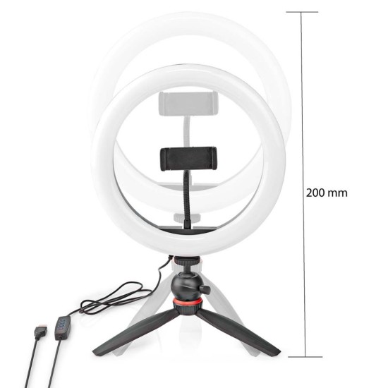 Nedis Ring Light 26cm 2700-6700K με Επιτραπέζιο Τρίποδο και Βάση για Κινητό (RLSTND100BK) (NEDRLSTND100BK)