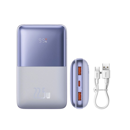 Baseus Bipow Pro Power Bank 20000mAh 22.5W με 2 Θύρες USB-A και Θύρα USB-C Power Delivery Μωβ (PPBD040305) (BASPPBD040305)