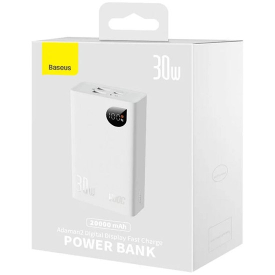 Baseus Powerbank  Adaman 2, 20000mAh, 30W, 3xUSB, USB-C White (PPAD050002) (BASPPAD050002)