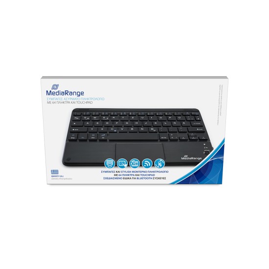 MediaRange Compact-sized Bluetooth Keyboard with 78 ultraflat keys and touchpad (Black) (MROS130-GR)