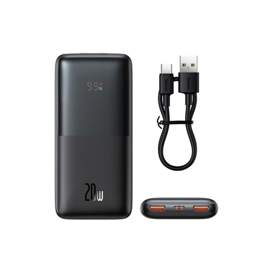 Bipow Pro Power Bank 10000mAh 20W με 2 Θύρες USB-A και Θύρα USB-C Μαύρο (PPBD040201) (BASPPBD040201)