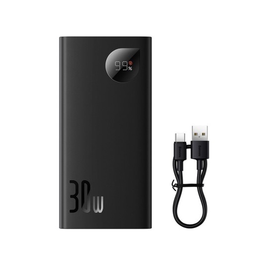 Baseus Adaman2 Digital Display Power Bank 10000mAh 30W με 2 Θύρες USB-A και Θύρα USB-C Power Delivery Μαύρο (PPAD040101) (BASPPAD040101)