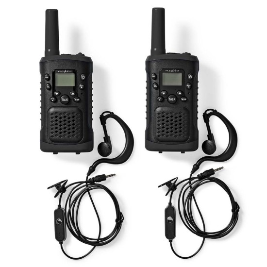 Nedis Walkie Talkie με Μονόχρωμη Οθόνη Σετ 2τμχ (WLTK0610BK) (NEDWLTK0610BK)