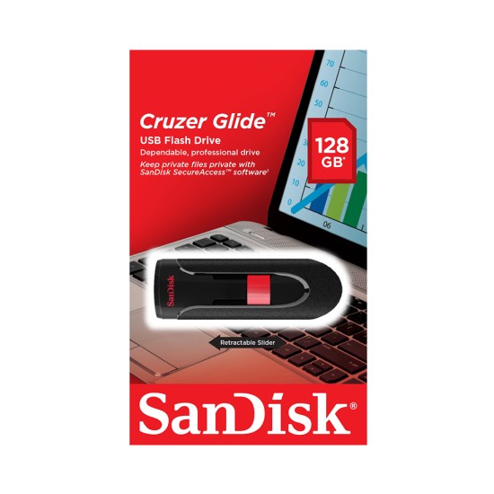 SanDisk Cruzer Glide 128GB USB 2.0 (SDCZ60-128G-B35) (SANSDCZ60-128G-B35)