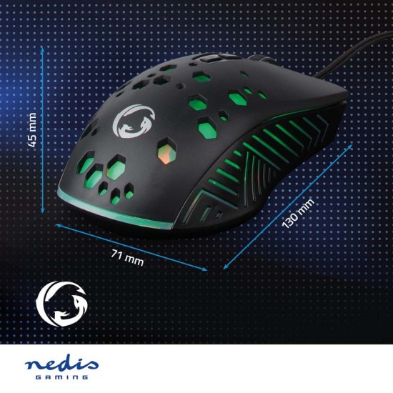 Nedis RGB Gaming Ποντίκι 7200 DPI Μαύρο (GMWD410BK) (NEDGMWD410BK)