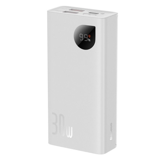 Baseus Adaman2 Power Bank 10000mAh 30W με 2 Θύρες USB-A και Θύρα USB-C Power Delivery / Quick Charge 3.0 Λευκό (PPAD040002) (BASPPAD040002)