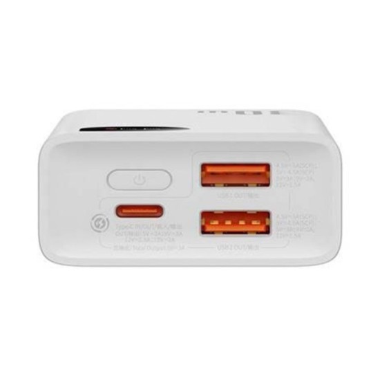 Baseus Adaman2 Power Bank 10000mAh 30W με 2 Θύρες USB-A και Θύρα USB-C Power Delivery / Quick Charge 3.0 Λευκό (PPAD040002) (BASPPAD040002)