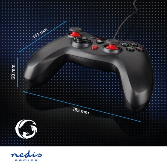 Nedis Ενσύρματο Gamepad για PC Μαύρο (GGPD110BK) (NEDGGPD110BK)