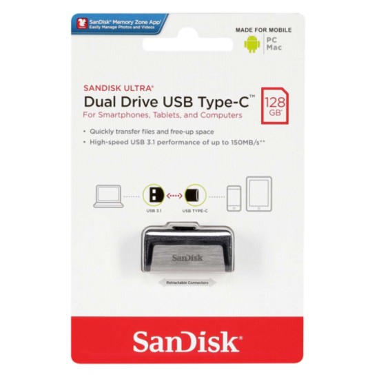 SanDisk Ultra Dual Drive USB 3.1 Type-C 128GB (SDDDC2-128G-G46) (SANSDDDC2-128G-G46)