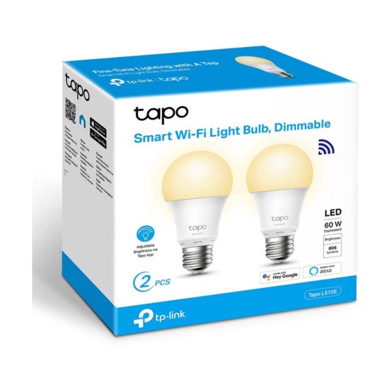 Tp-Link Smart Wi-Fi Light Bulb Tapo L510E E27 8.7W Dimable (TAPO L510E(2-PACK)) (TPL510E(2-PACK))