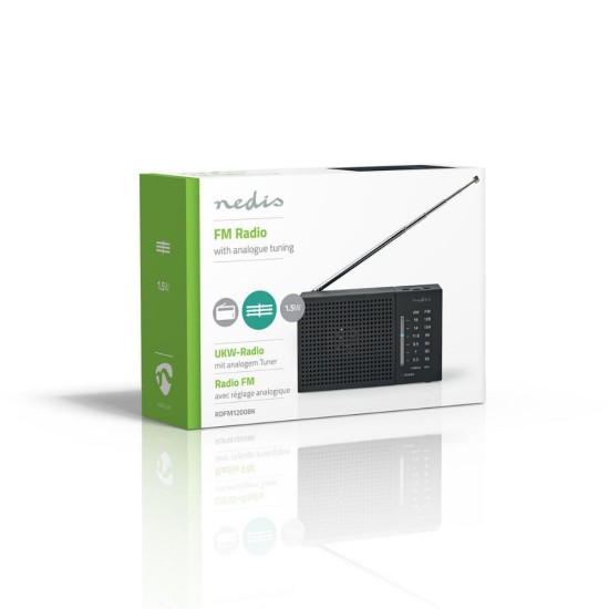Nedis Ραδιοφωνάκι Μπαταρίας Μαύρο Black (RDFM1200BK) (NEDRDFM1200BK)