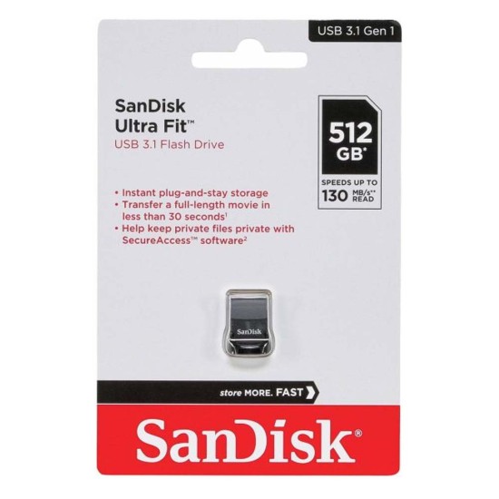SanDisk Cruzer Ultra Fit 512GB USB 3.1 (SDCZ430-512G-G46) (SANSDCZ430-512G-G46)