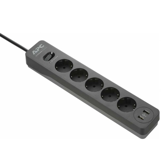 APC Essential SurgeArrest 5 Outlet + USB-A Black 230V (PME5U2B-GR) (APCPME5U2B-GR)