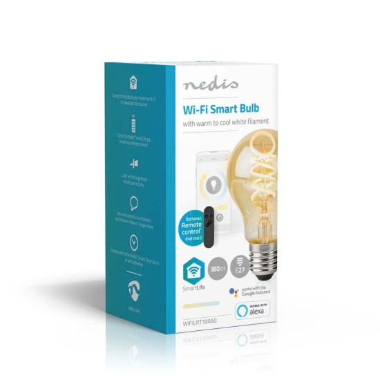 Nedis Smart Λάμπα LED για Ντουί E27 και Σχήμα A60 Ρυθμιζόμενο Λευκό (WIFILRT10A60) (NEDWIFILRT10A60)